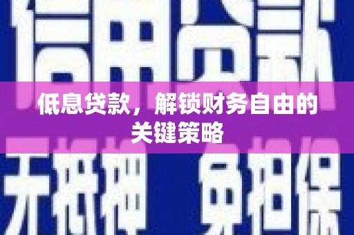 望城低息贷款，解锁财务自由的关键策略