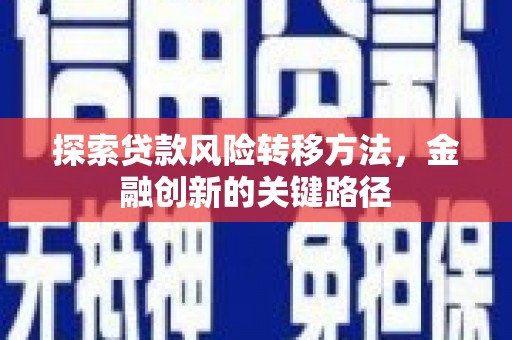 望城探索贷款风险转移方法，金融创新的关键路径
